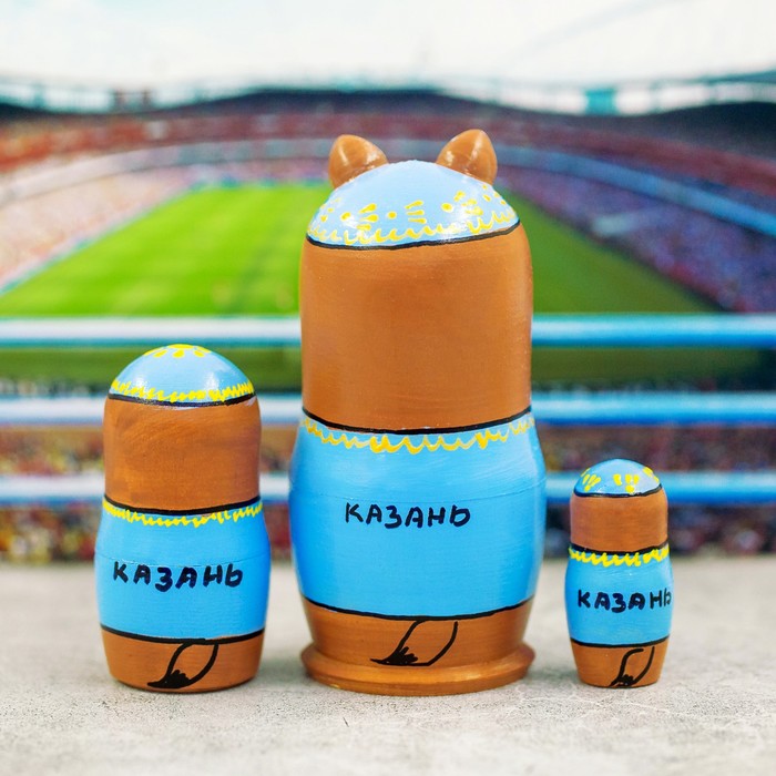 Матрешка 3 кукольная "Кот. Казань" 11 см