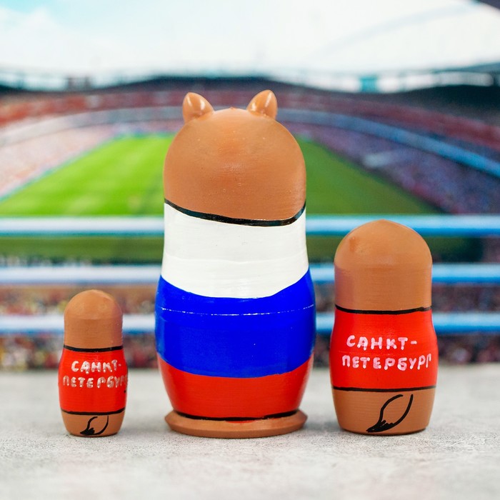 Матрешка 3 кукольная "Кот. Санкт-Петербург" 11 см