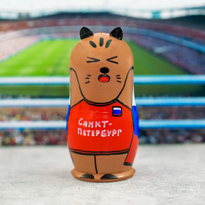 Матрешка 3 кукольная "Кот. Санкт-Петербург" 11 см