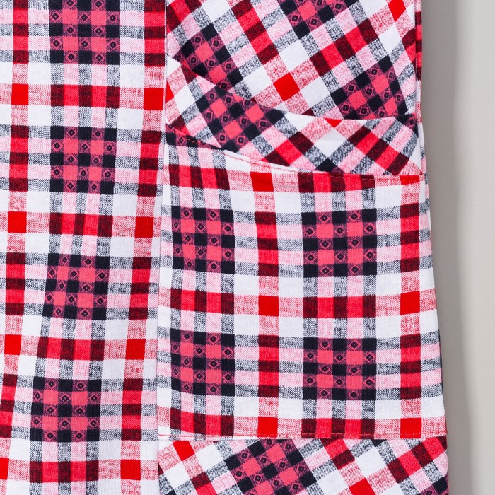 Халат женский на пуговицах 735 цвет красно-белая клетка, р-р 50