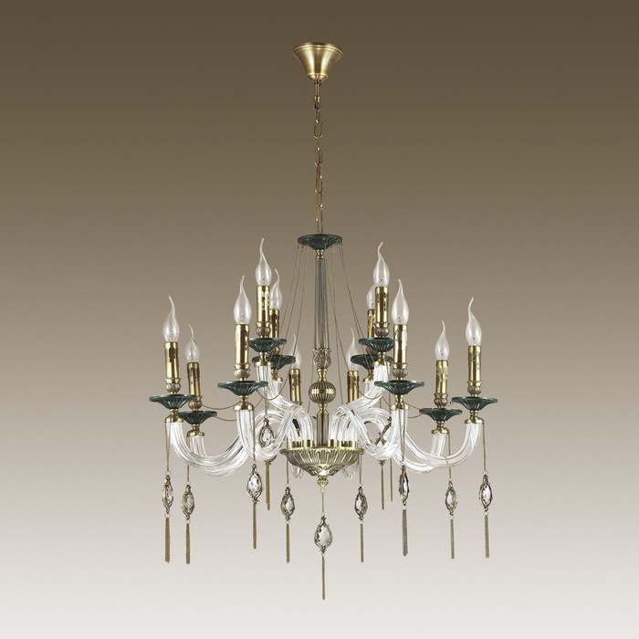 Люстра VIENNA 12x40Вт E14 бронза, зеленый 75x75x100см