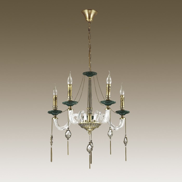 Люстра VIENNA 5x40Вт E14 бронза, зеленый 57x57x90см