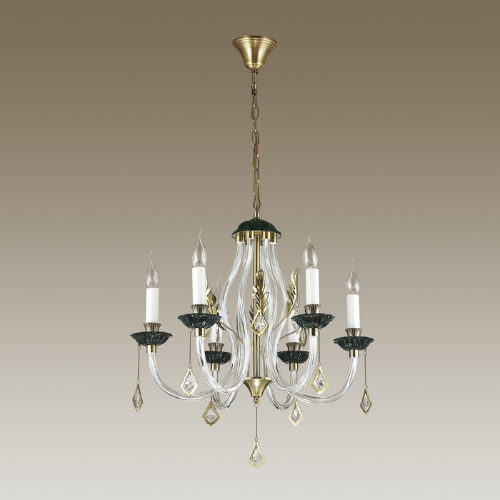 Люстра ARIZZI 6x40Вт E14 бронза, зеленый 58x58x95,5см