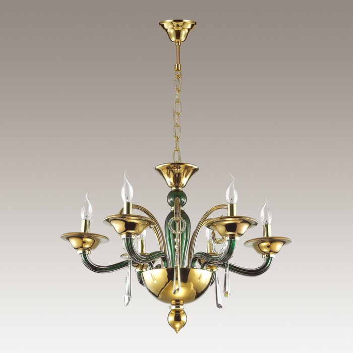 Люстра ROCCA 6x40Вт E14 золото, зеленый 70x70x155см