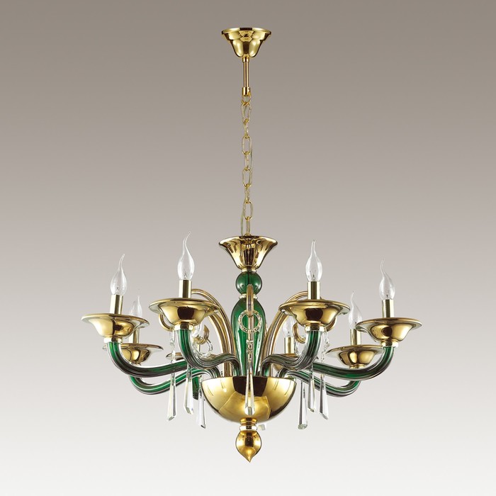 Люстра ROCCA 8x40Вт E14 золото, зеленый 80x80x155см