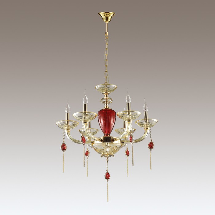 Люстра DONNA 6x40Вт E14 золото, шампань, красный 66x66x159см