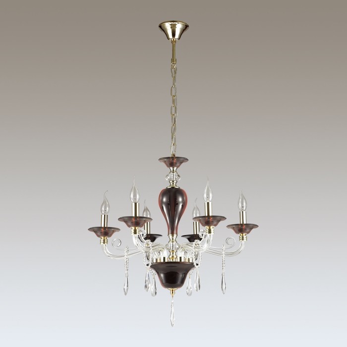 Люстра AMARONE 6x40Вт E14 золото, бордовый 65x65x161см