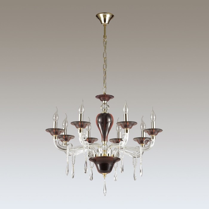 Люстра AMARONE 8x40Вт E14 золото, бордовый 75x75x161см