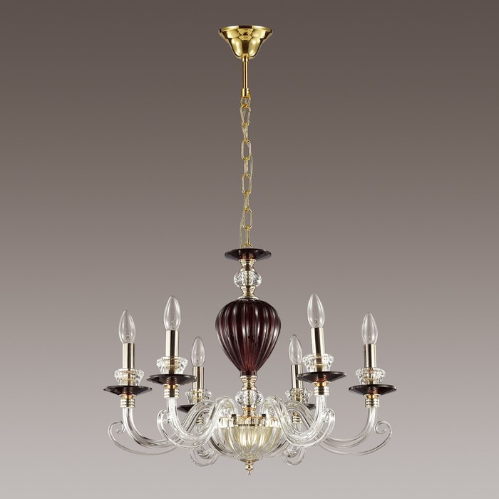 Люстра SIENA 6x40Вт E14 золото, бордовый 62x62x159см