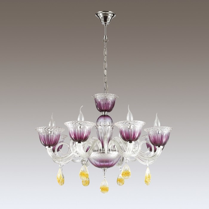 Люстра OLICA 8x40Вт E14 хром, лиловый 80x80x157см