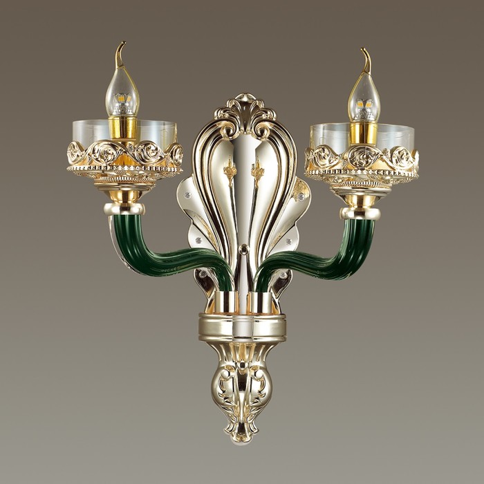 Бра BARCLAY 2x40Вт E14 золото, зеленый, шампань 22,5x60x42см
