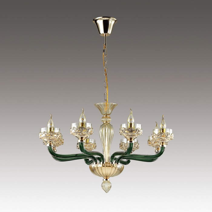 Люстра BARCLAY 8x40Вт E14 золото, зеленый, шампань 78,1x78,1x150,5см