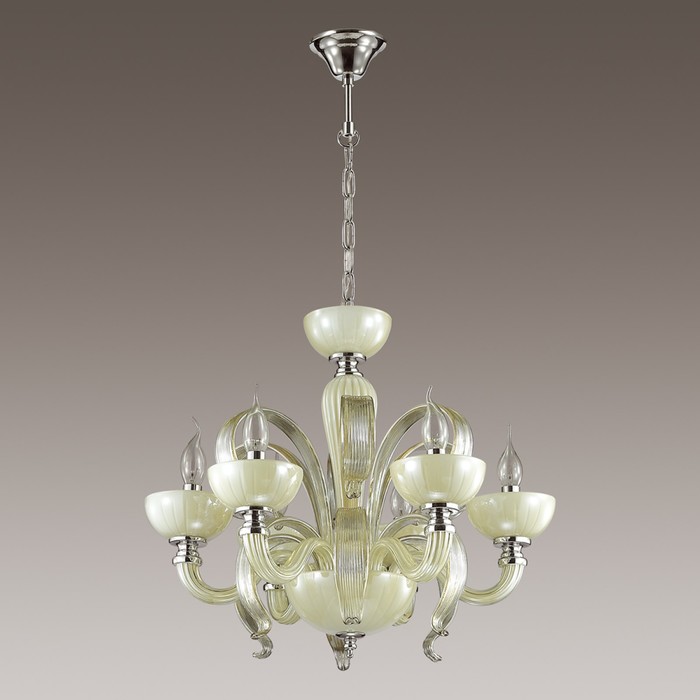 Люстра CARAMELLA 6x40Вт E14 хром, шампань, белый 63x63x145см