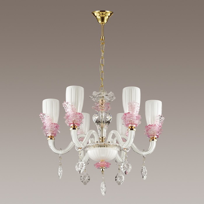 Люстра ELISA 6x40Вт E14 золото, белый, розовый 61x61x151см