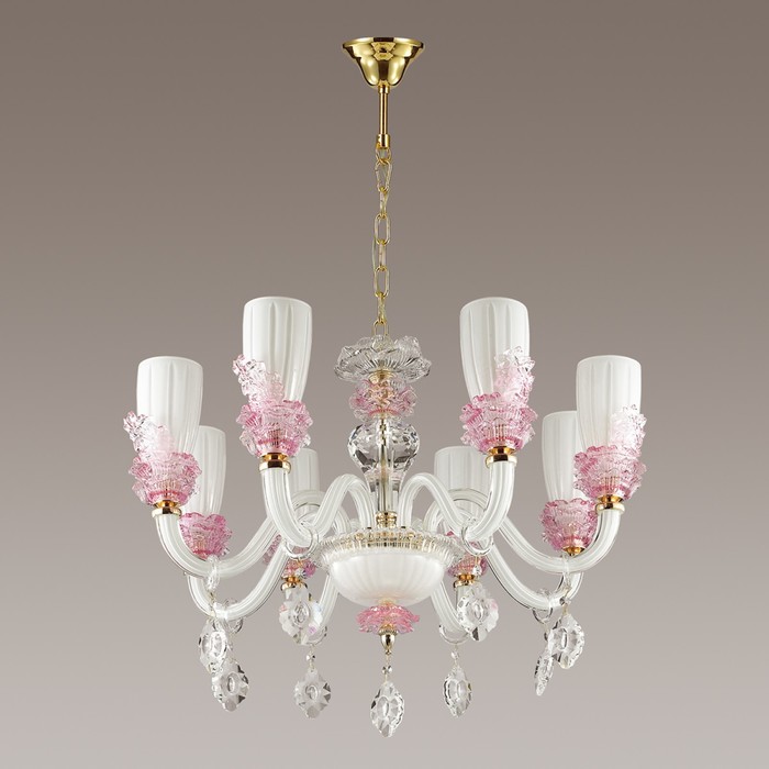 Люстра ELISA 8x40Вт E14 золото, белый, розовый 70x70x151см