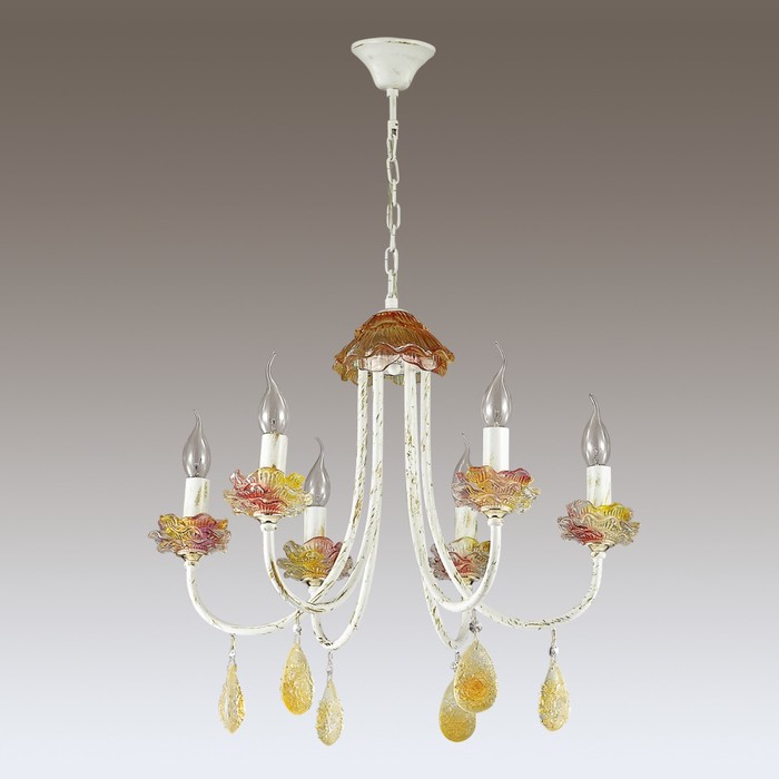 Люстра CORNIOLA 6x40Вт E14 белый, патина, янтарный 60x60x117см