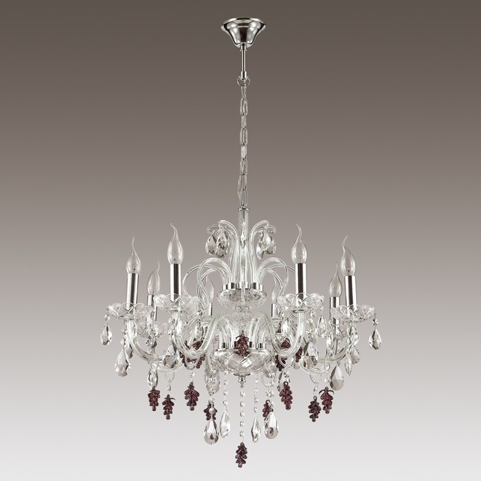 Люстра BOCCIOLO 8x40Вт E14 хром, пурпурный 63x63x128см