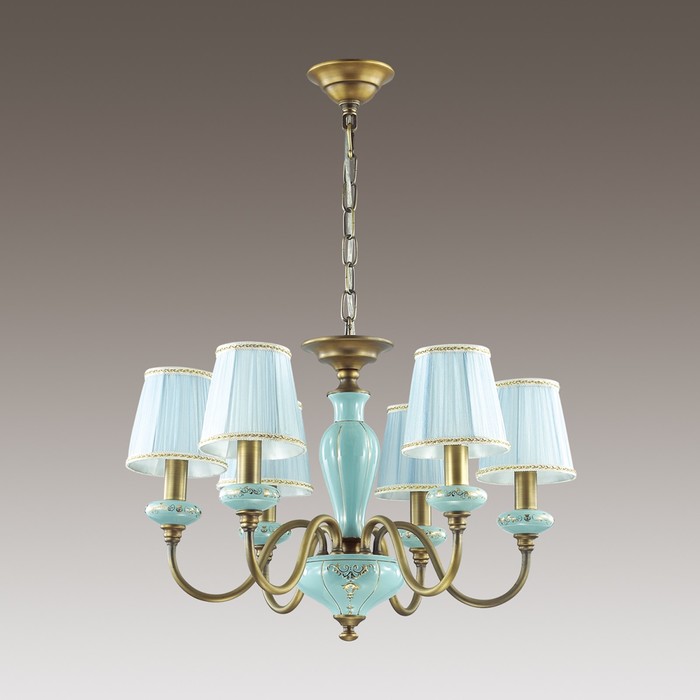 Люстра MAREA 6x40Вт E14 золото, бирюзовый 60x60x125см