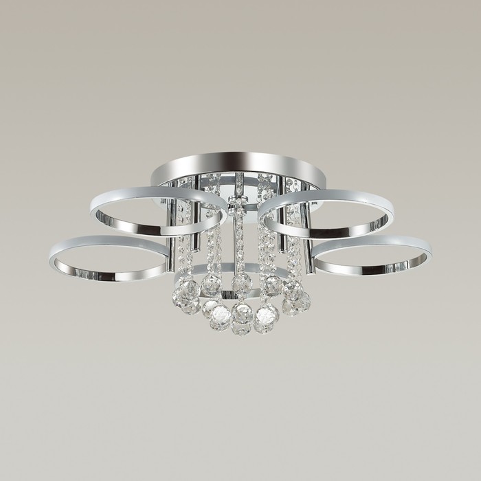 Люстра VELO 1x80Вт LED 4000K  хром 76x76x30см