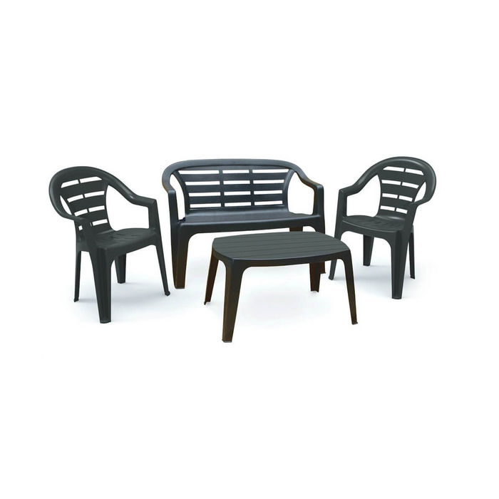 Набор мебели MADURА, 4 предмета, скамья 2-местная, 2 кресла, стол, пластик
