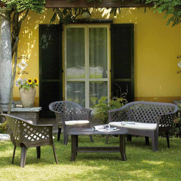 Набор мебели VERАNDА, 4 предмета: диван, 2 кресла, столик, с подушками, пластик