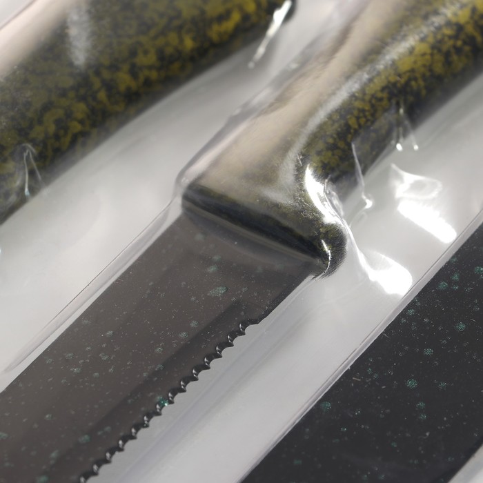 Набор кухонный "Глори", 6 предметов: 5 ножей лезвие 8/12,5/19,5/20/20 см, овощечистка, цвет зеленый