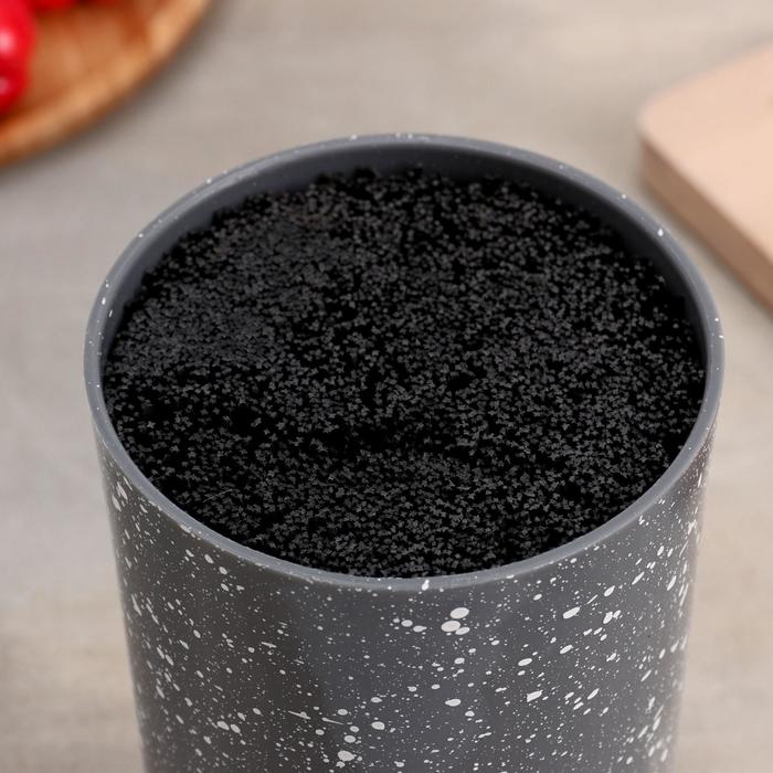 Набор кухонный "Космос", 5 ножей в подставке, лезвие 8/12,5/19,5/20/20 см, цвет черный