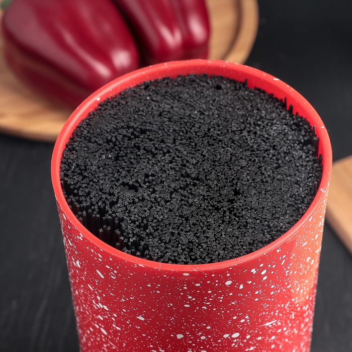 Набор кухонный "Космос", 5 ножей в подставке, лезвие 8/12,5/19,5/20/20, цвет красный