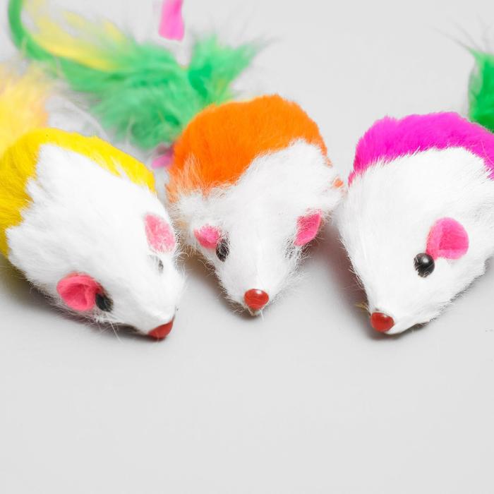 Мышь из натурального меха малая, 5 см, микс цветов