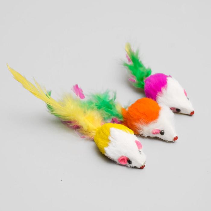 Мышь из натурального меха малая, 5 см, микс цветов