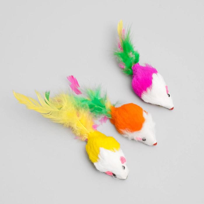 Мышь из натурального меха малая, 5 см, микс цветов