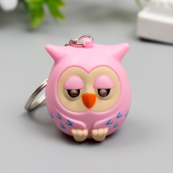 Фонарик на кольце "Совёнок" звуковой МИКС 4х3,5х4,5 см