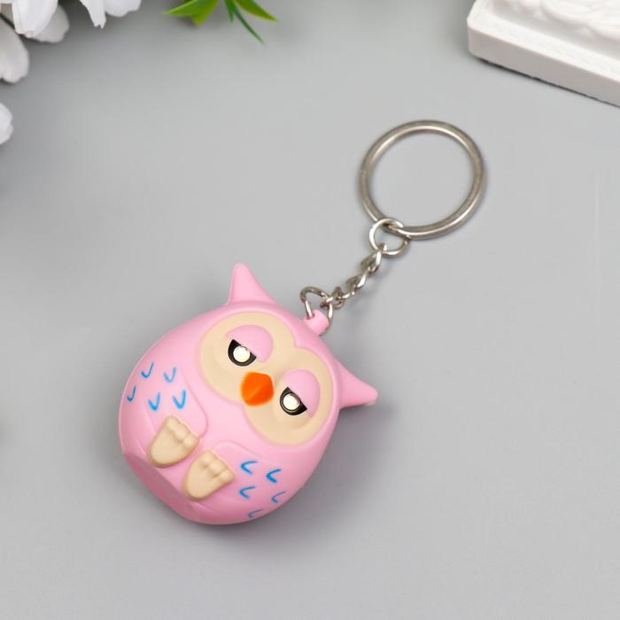 Фонарик на кольце "Совёнок" звуковой МИКС 4х3,5х4,5 см