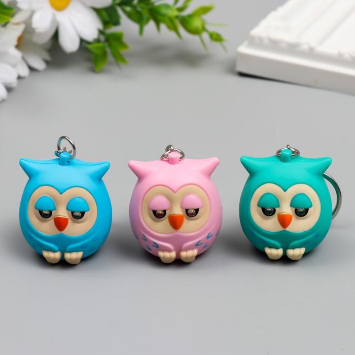 Фонарик на кольце "Совёнок" звуковой МИКС 4х3,5х4,5 см