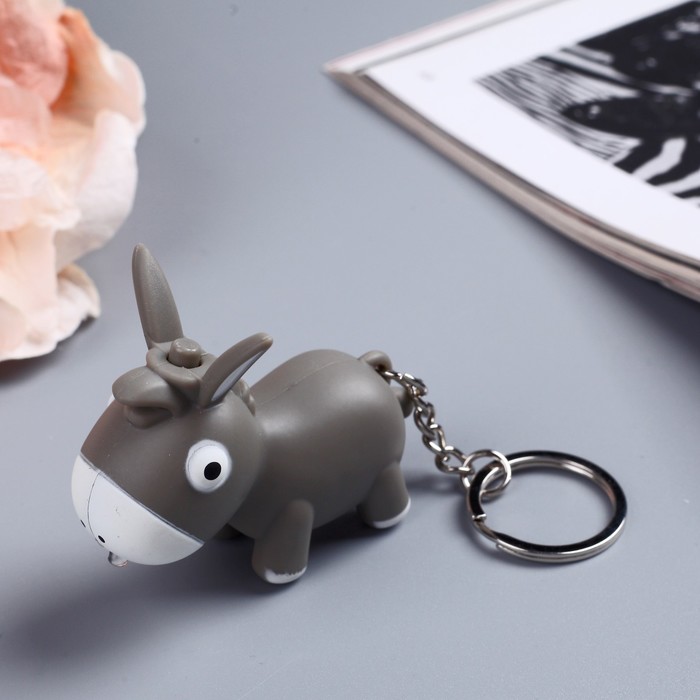 Фонарик на кольце "Ослик" звуковой 6х5х3 см