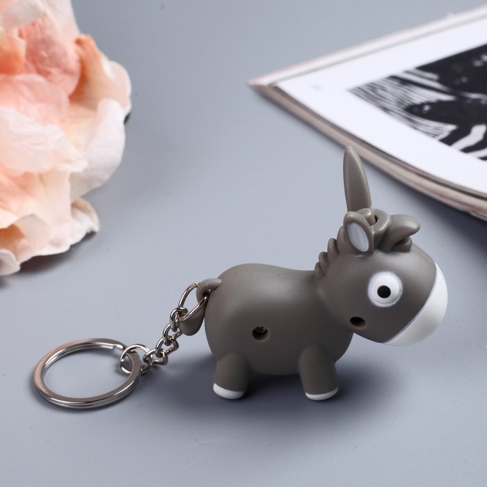 Фонарик на кольце "Ослик" звуковой 6х5х3 см