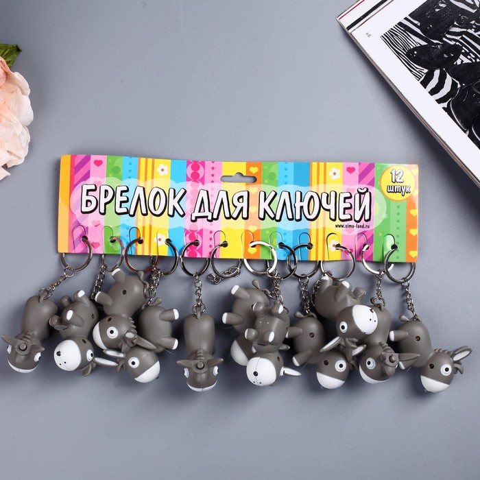 Фонарик на кольце "Ослик" звуковой 6х5х3 см