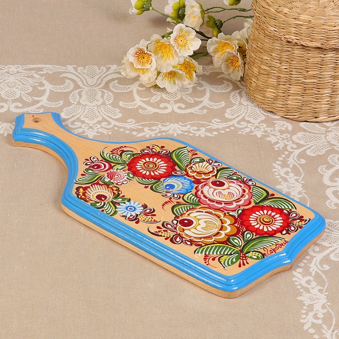 Доска разделочная «Птица», 36х18х1,7 см, городецкая роспись микс