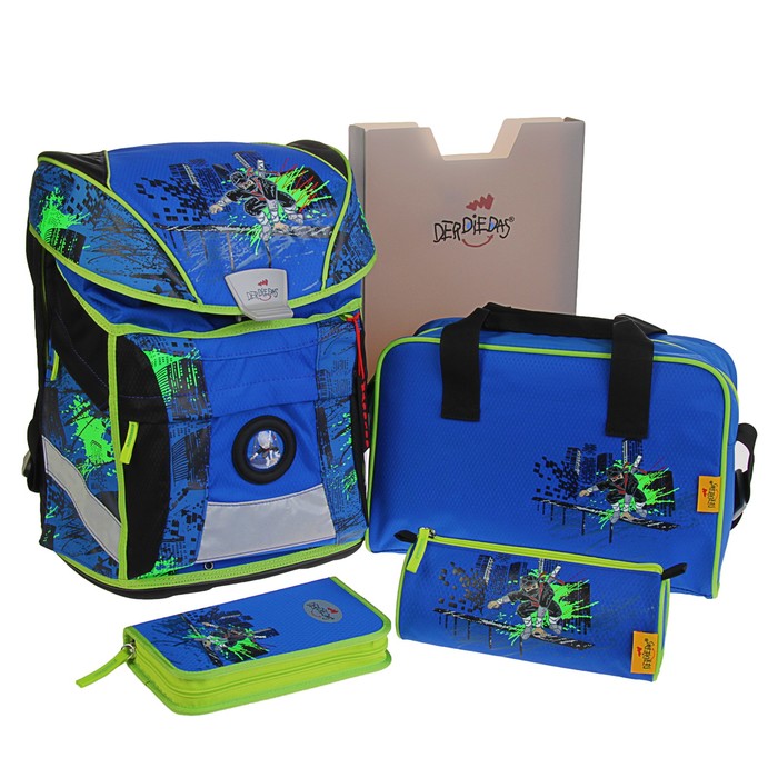 Ранец на замке DerDieDas 407 Ergoflex 40*32*25 для мальчика, с наполнением, " Нинзя "