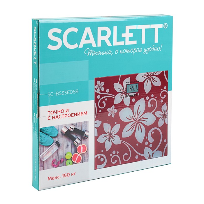 Весы напольные Scarlett SC-BS33E088, электронные, до 150 кг, "Узор"
