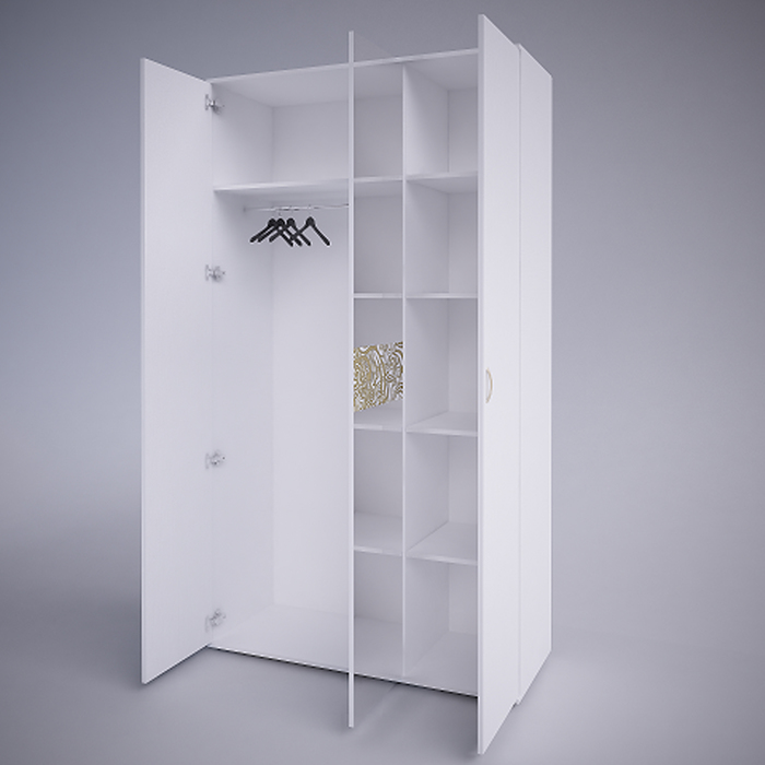 Шкаф 3-х створчатый без зеркала Селена , 450х1200х2132, Белый