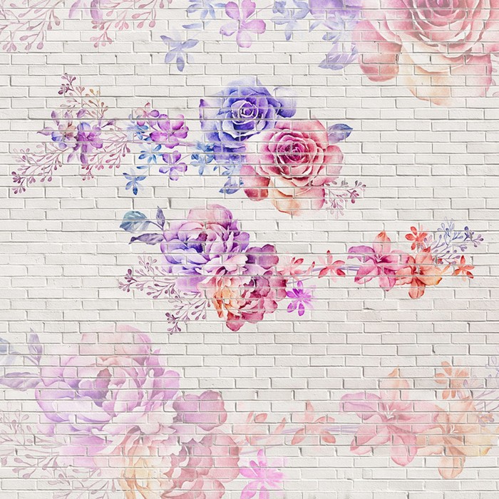 Фотообои Moda Interio "Акварельная граффити" (из 3-х листов), 2,7 х 2,7м