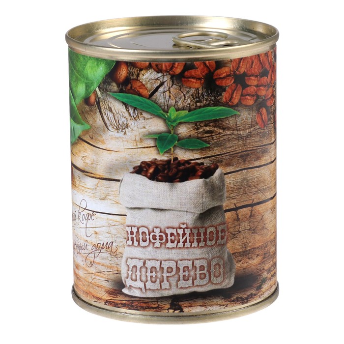 Растущая травка в банке "Кофейное дерево"