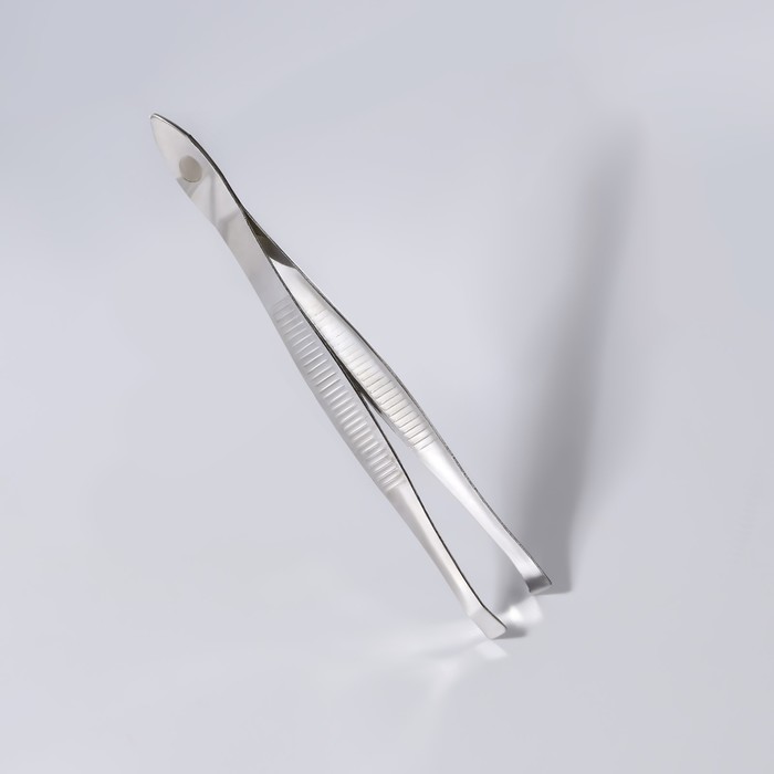 Пинцет, прямой, широкий, 8,5см, цвет серебряный