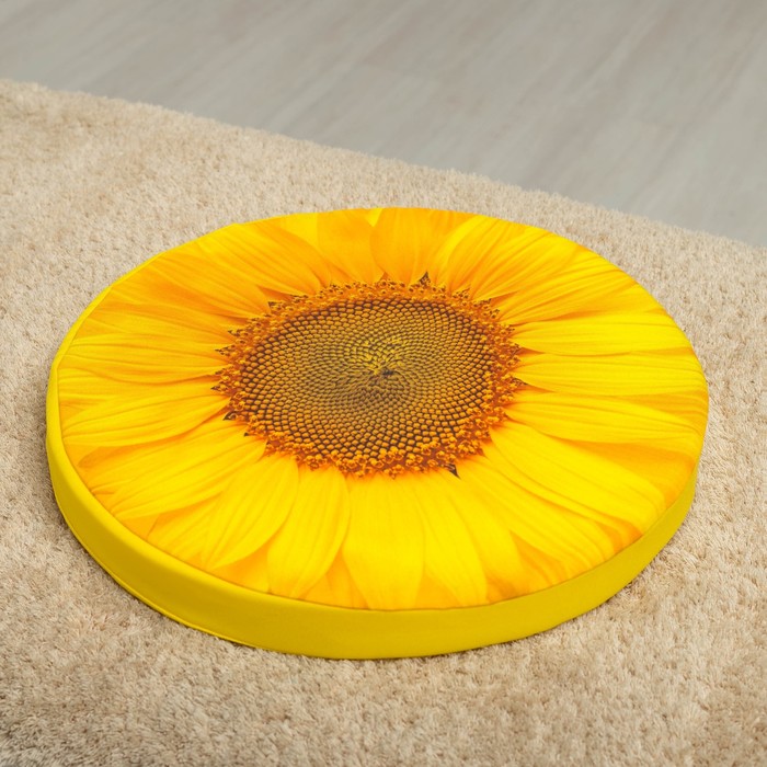 Подушка на стул Подсолнух 1, D-40, габардин, поролон