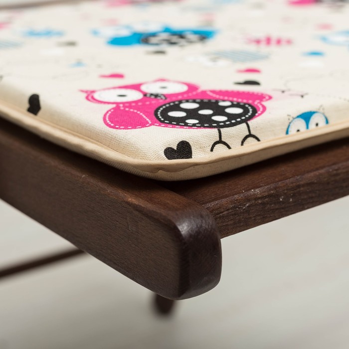 Подушка на стул Совы заплатки 39х39см, полулен, 50%хл, 50%лен, поролон