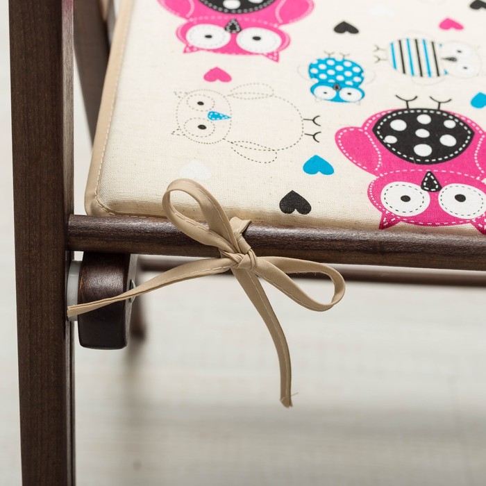 Подушка на стул Совы заплатки 39х39см, полулен, 50%хл, 50%лен, поролон