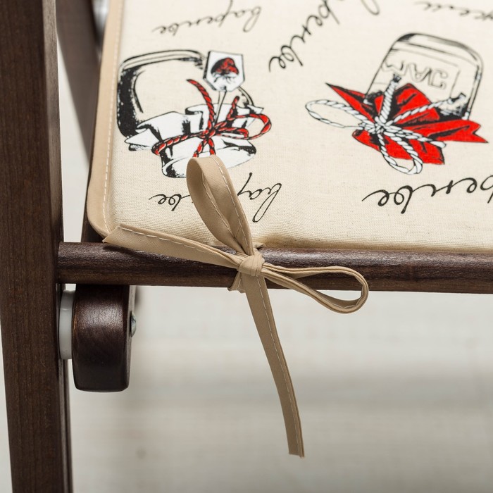 Подушка на стул Бабушкино варенье 39х39см, полулен, 50%хл, 50%лен, поролон