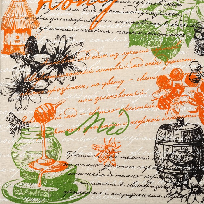 Подушка на стул Медовая тема 39х39см, полулен, 50%хл, 50%лен, поролон