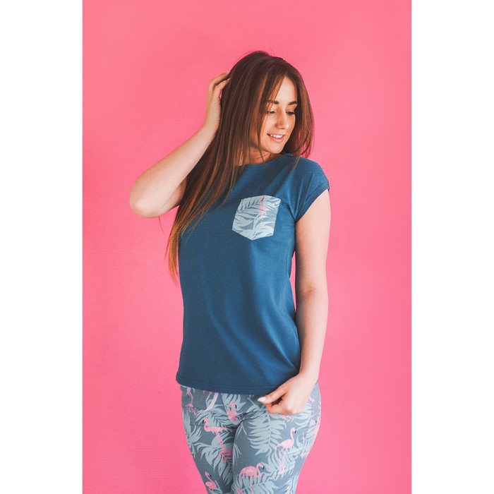 Футболка женская KAFTAN "Фламинго", р-р 48-50, индиго